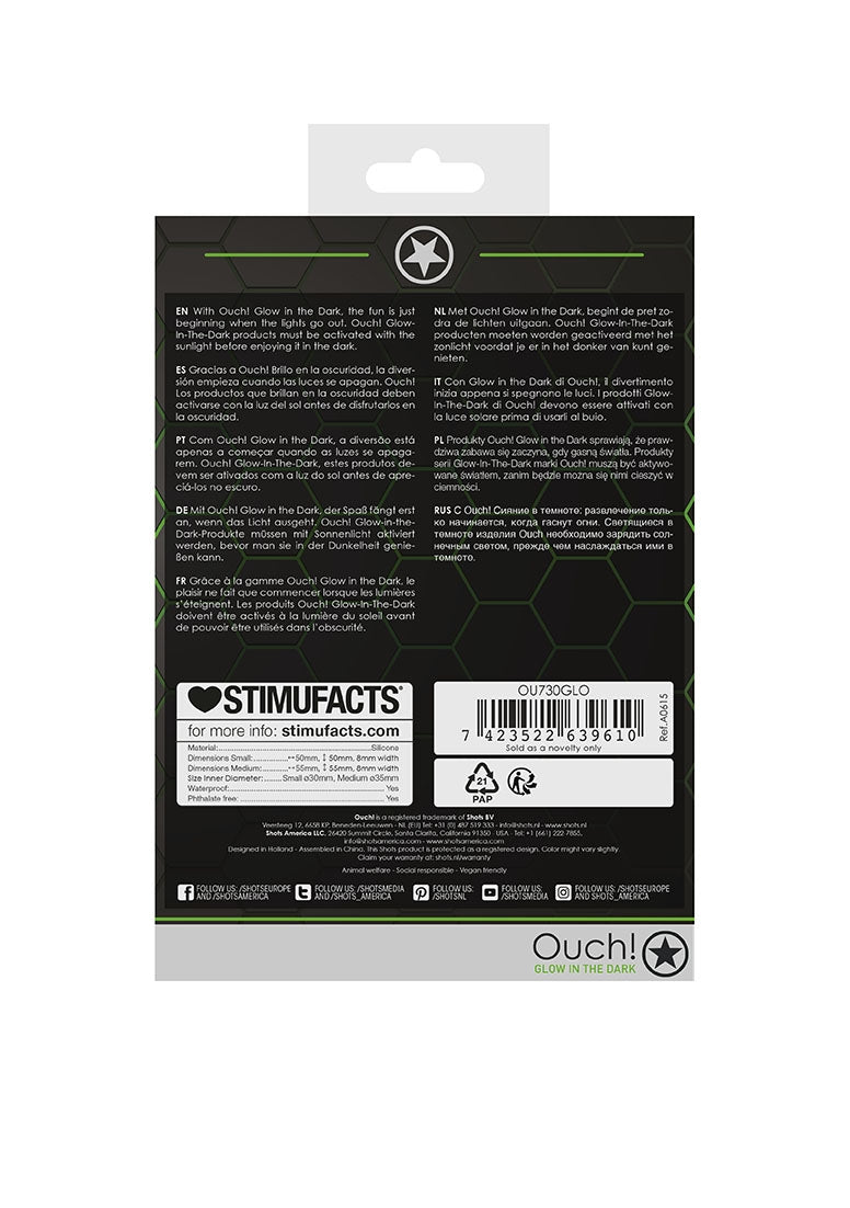 2 Pcs Cock Ring Set - Glow In The Dark