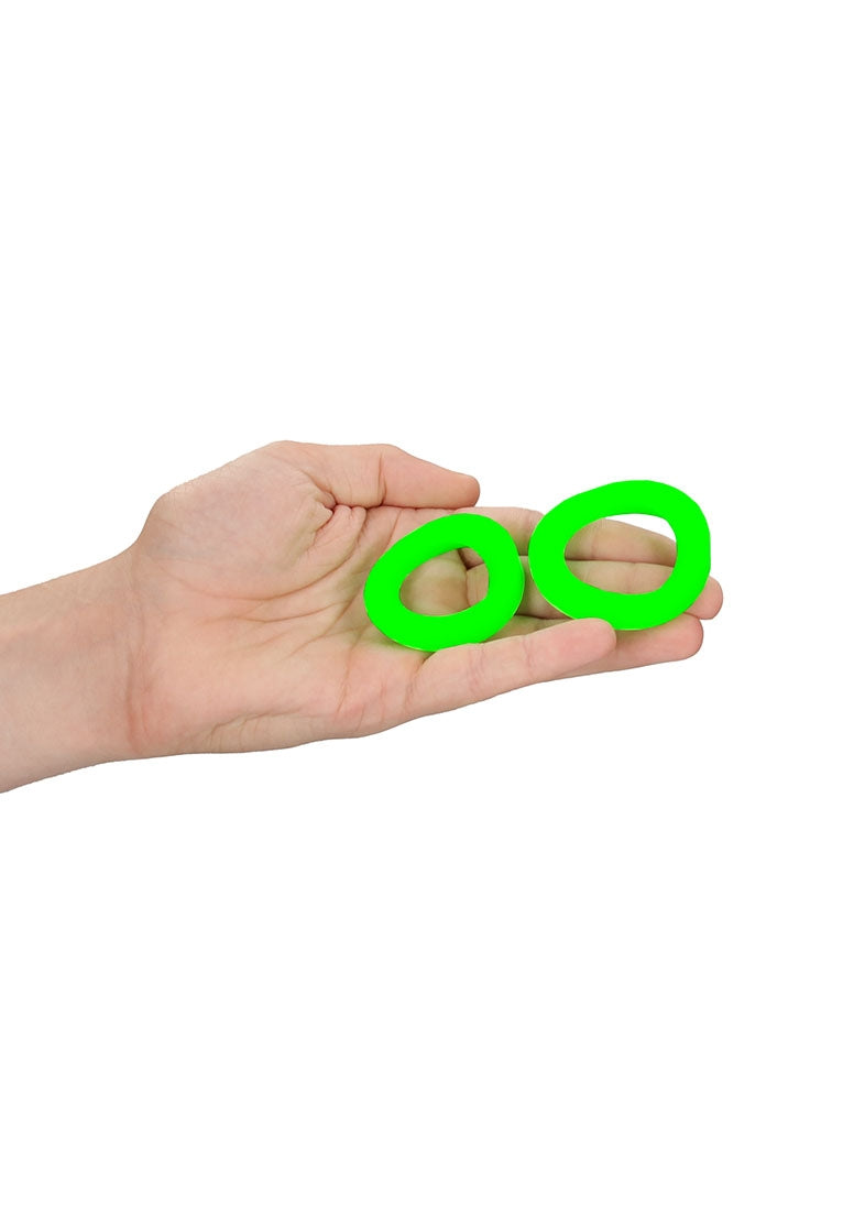 2 Pcs Cock Ring Set - Glow In The Dark
