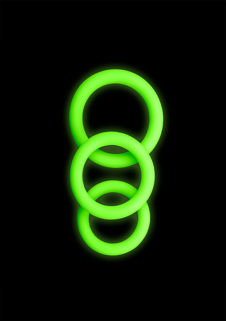 3 Pcs Cock Ring Set - Glow In The Dark