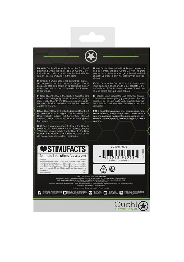 3 Pcs Cock Ring Set - Glow In The Dark