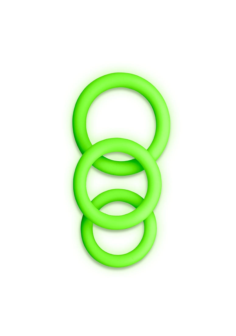 3 Pcs Cock Ring Set - Glow In The Dark
