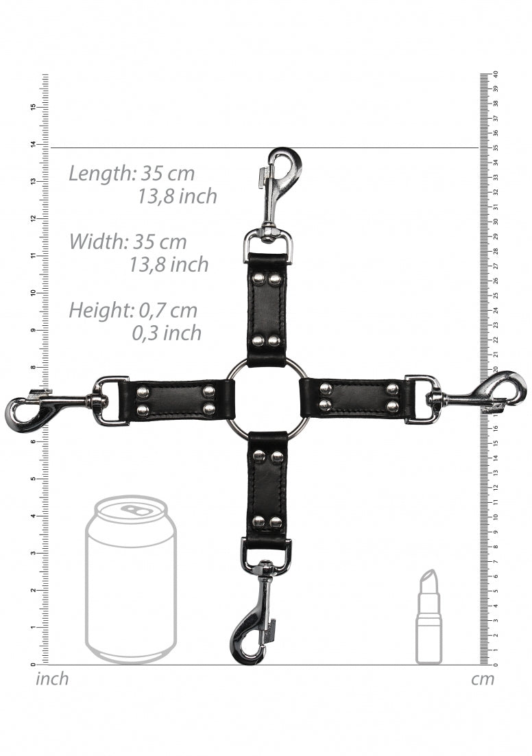 4-way Leather Hogtie Cross - Black