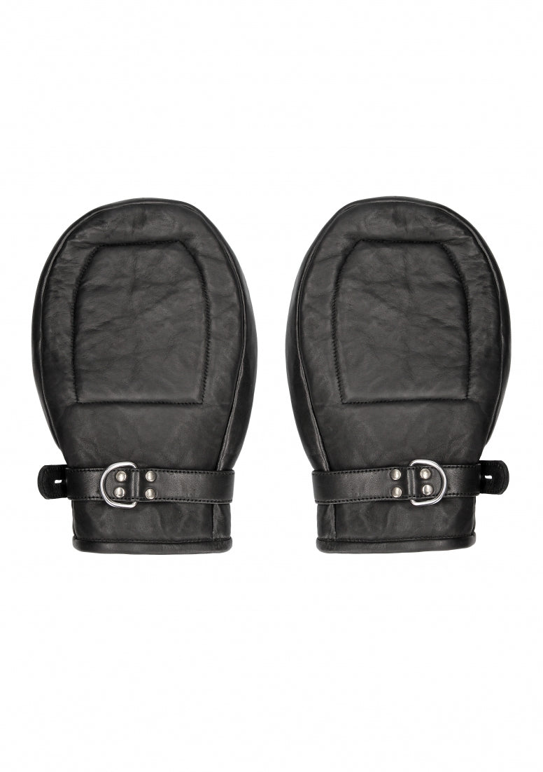 Bondage Mittens Padded With Metal Teeth - Black
