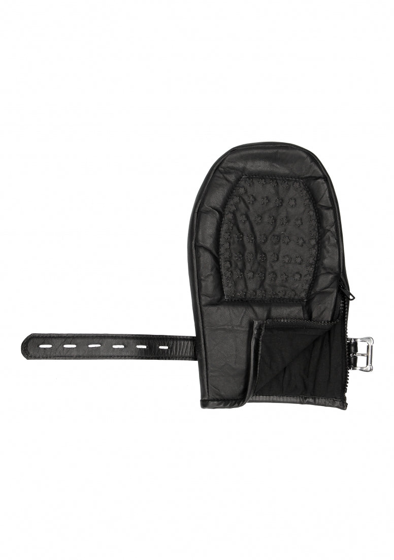 Bondage Mittens Padded With Metal Teeth - Black