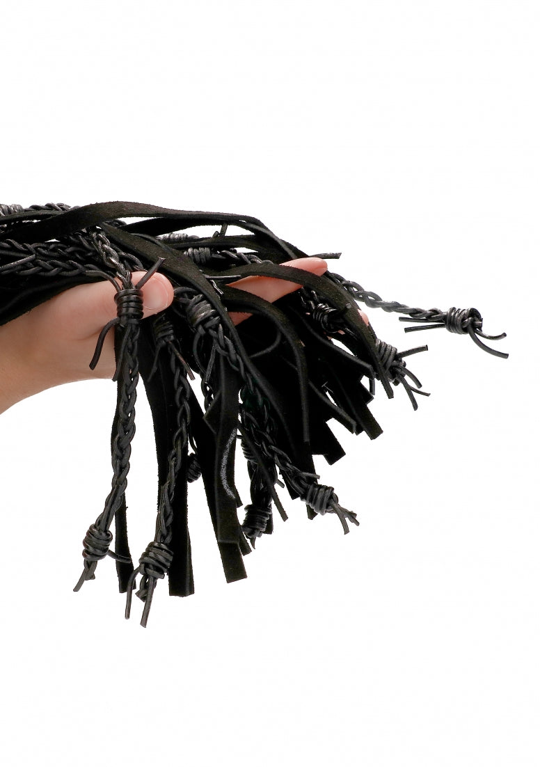 Leather Suede Barbed Wired Flogger - Black