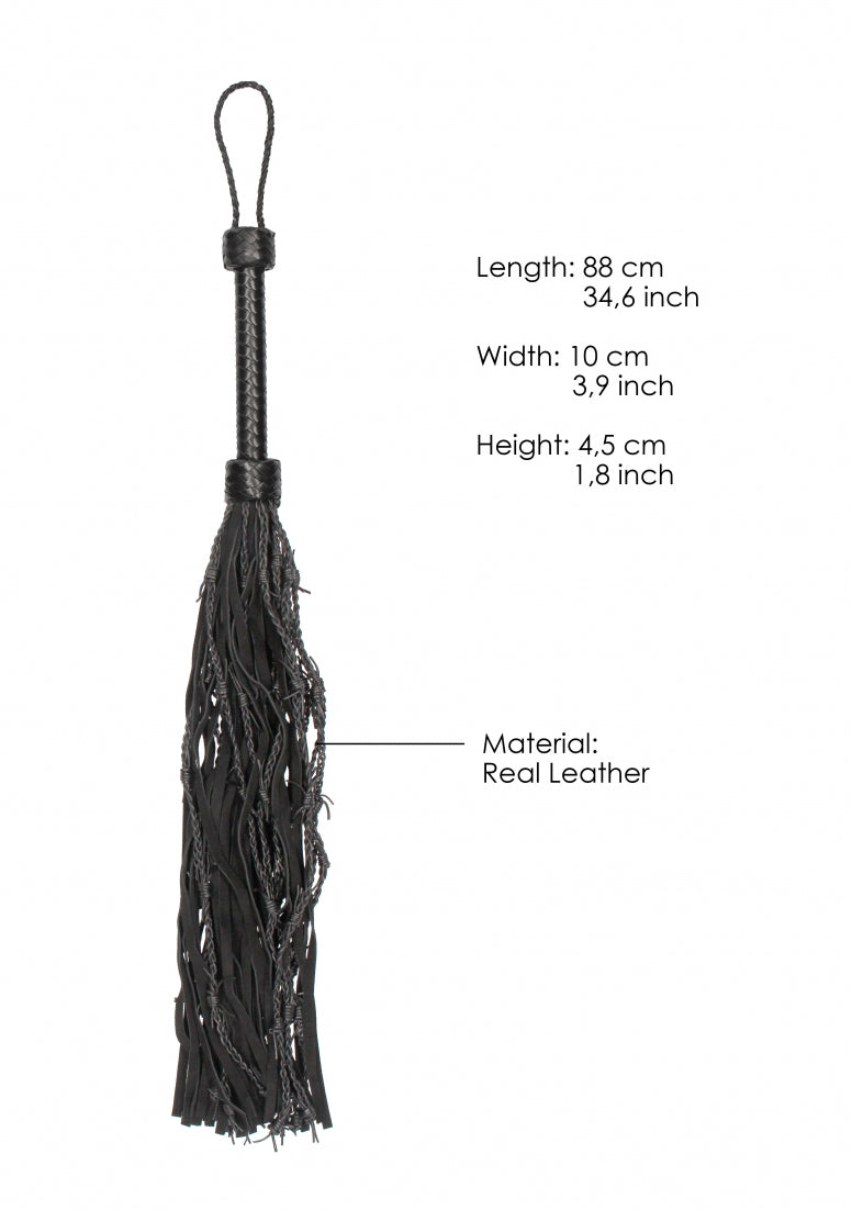 Leather Suede Barbed Wired Flogger - Black