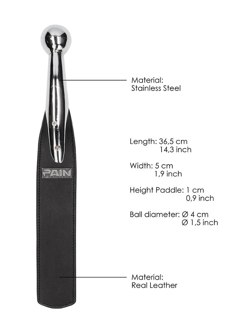 Ball Metal Handle With Saddle Leather Paddle - Black