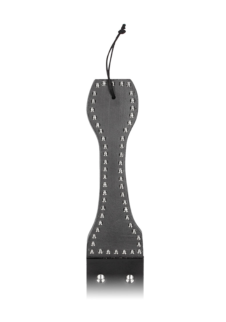 Wooden Handle Belt Whip Flogger Leather - Black