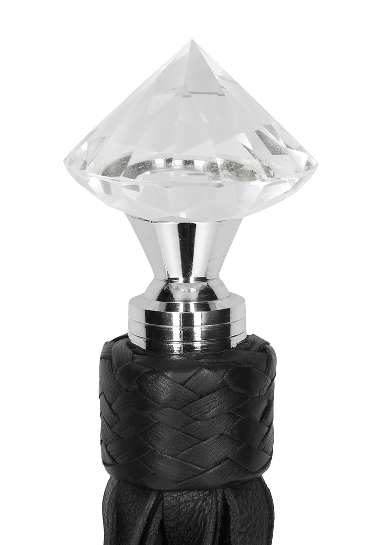 Sparkling Pointed Handle Leather Flogger - Black