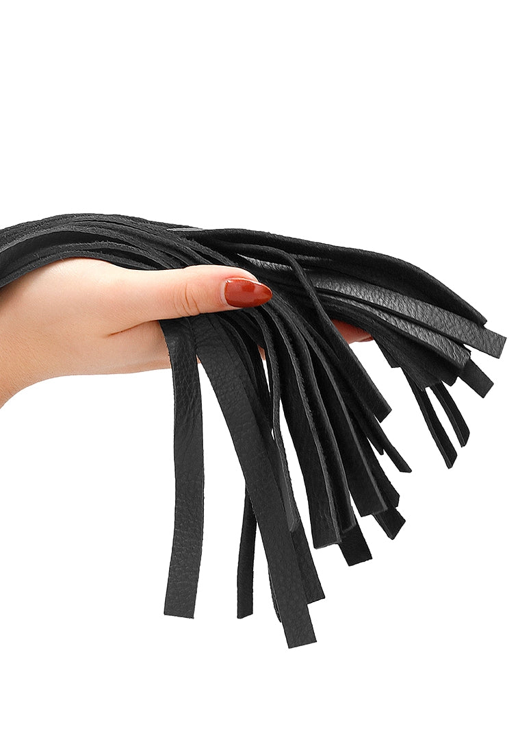 Sparkling Pointed Handle Leather Flogger - Black