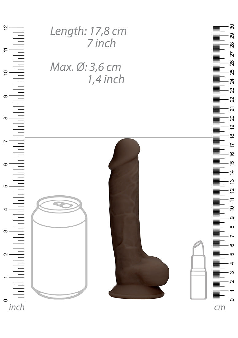 Silicone Dildo With Balls - 17,8 Cm - Brown