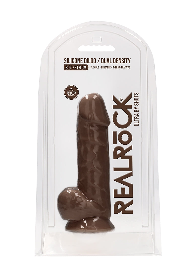 Silicone Dildo With Balls - 21,6 Cm - Brown
