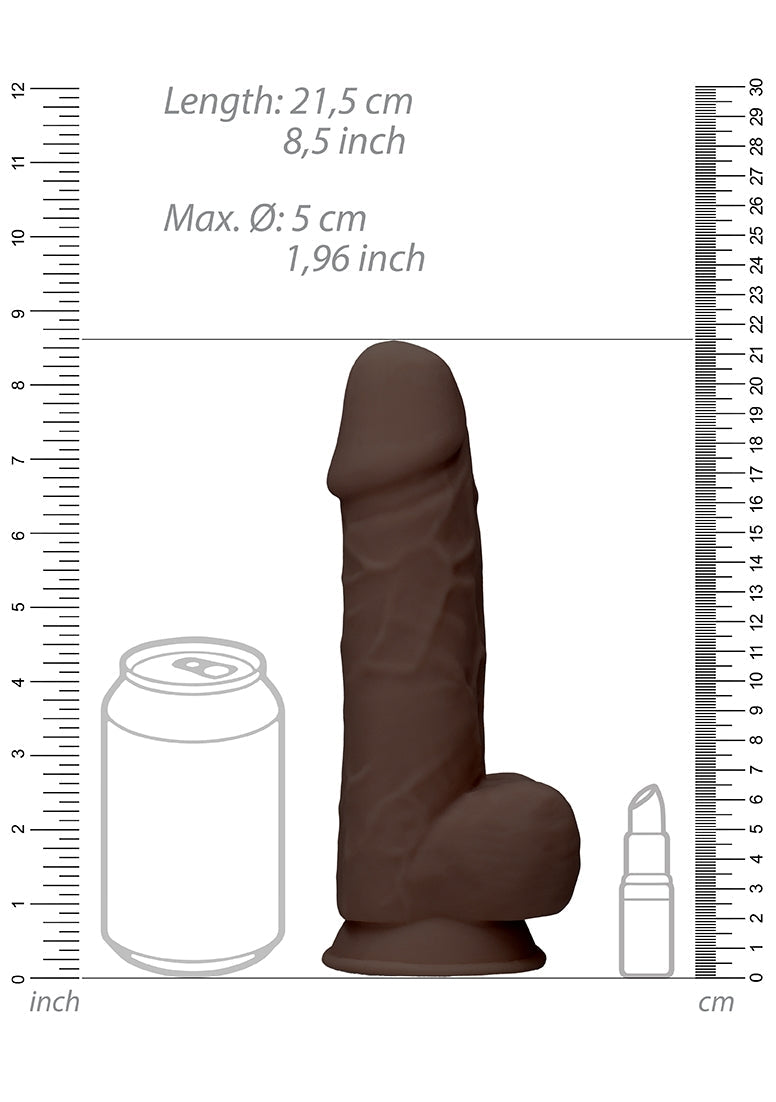 Silicone Dildo With Balls - 21,6 Cm - Brown