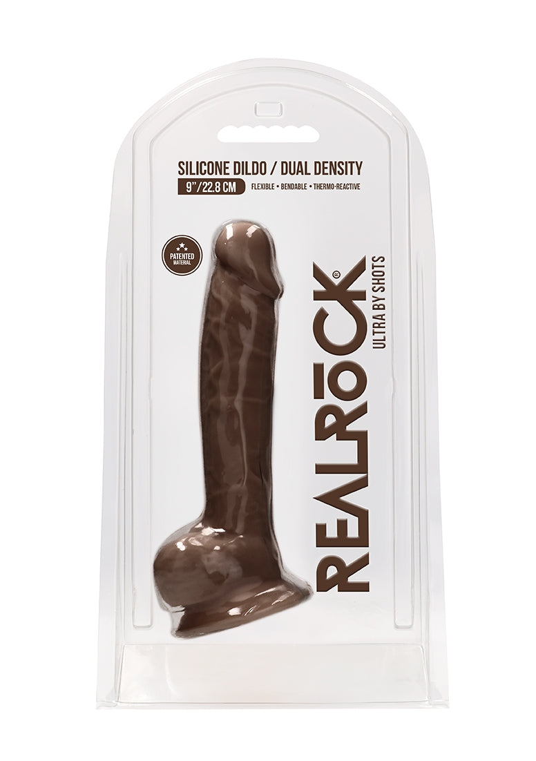 Silicone Dildo With Balls - 22,8 Cm - Brown