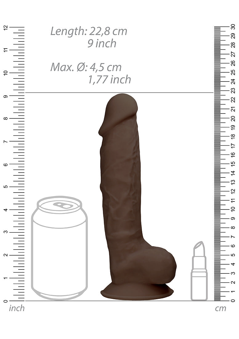 Silicone Dildo With Balls - 22,8 Cm - Brown