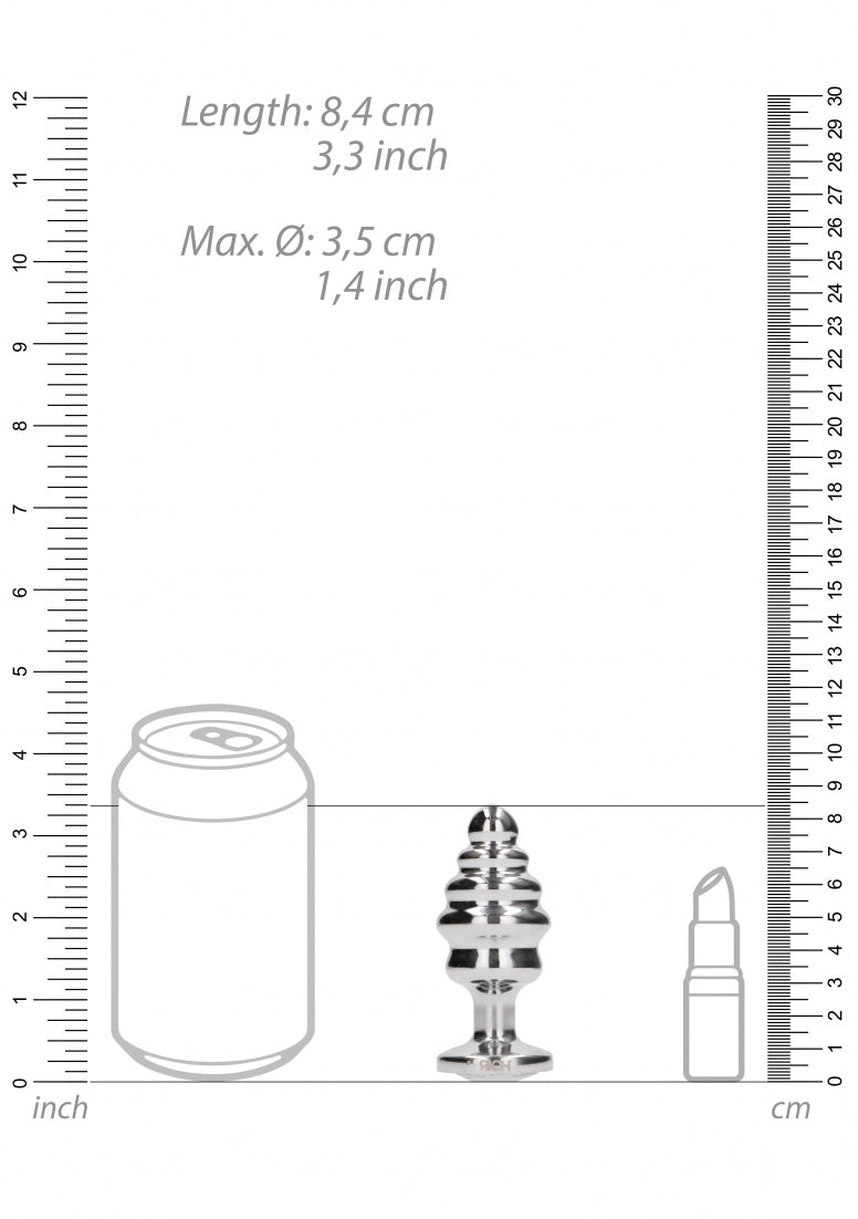 Ribbed Diamond Plug - 3.15 Inch - Silver