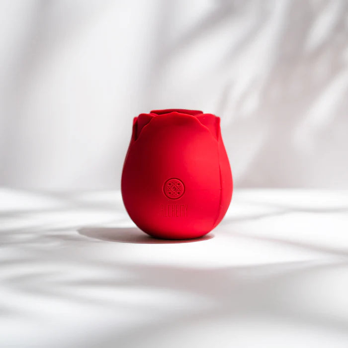 Rosebud Silicone Suction Rechargeable Vibrator - Red