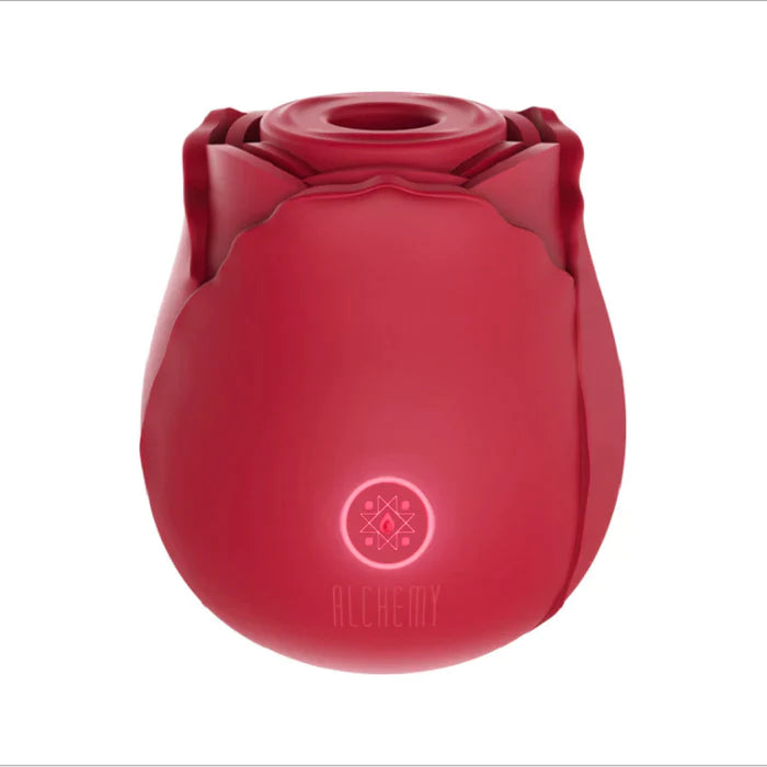 Rosebud Silicone Suction Rechargeable Vibrator - Red