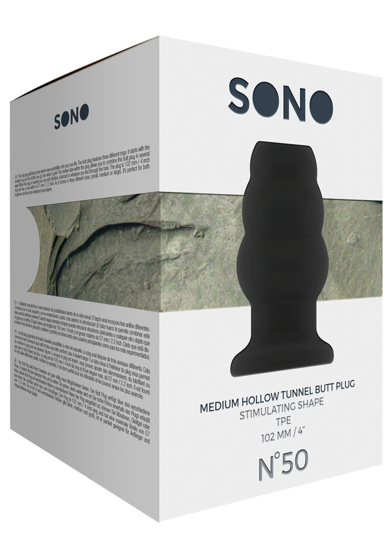 No.50 - Medium Hollow Tunnel Butt Plug - 4 Inch - Black