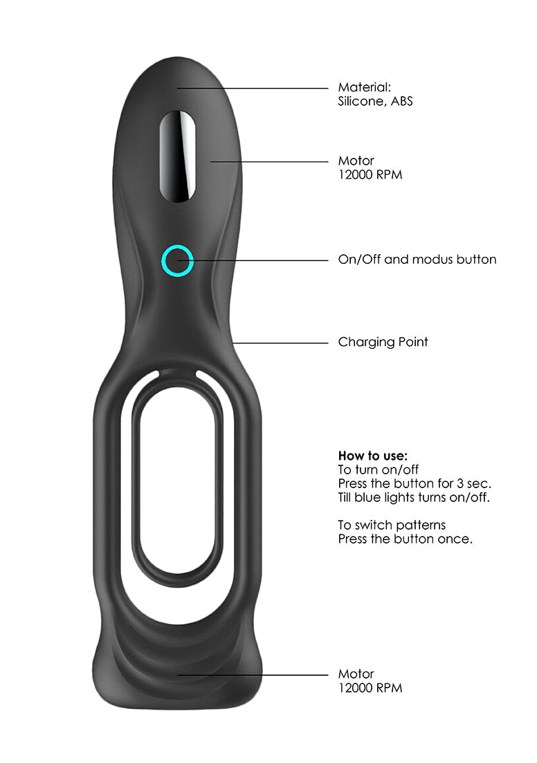 N0. 88 - Vibrating Rechargeable Cock Ring - Black