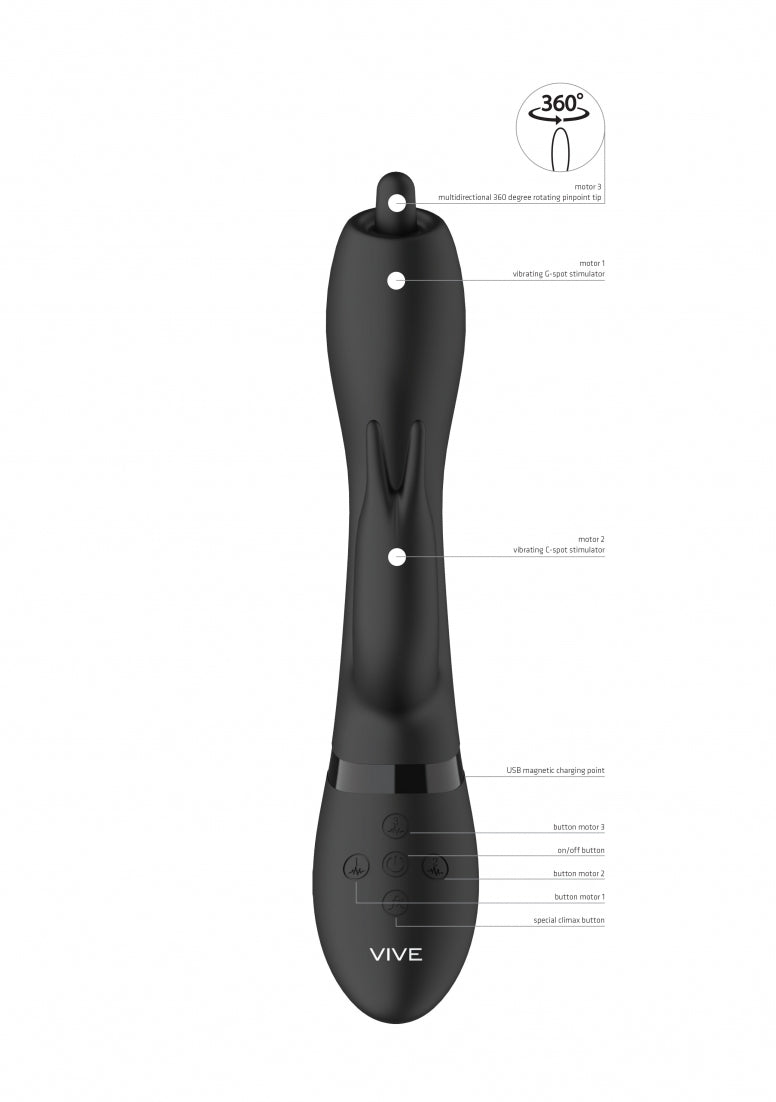 Nilo - Pinpoint Rotating G-spot Rabbit - Black