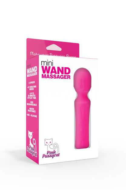 Pink Pussycat Mini Wand Massager - Pink