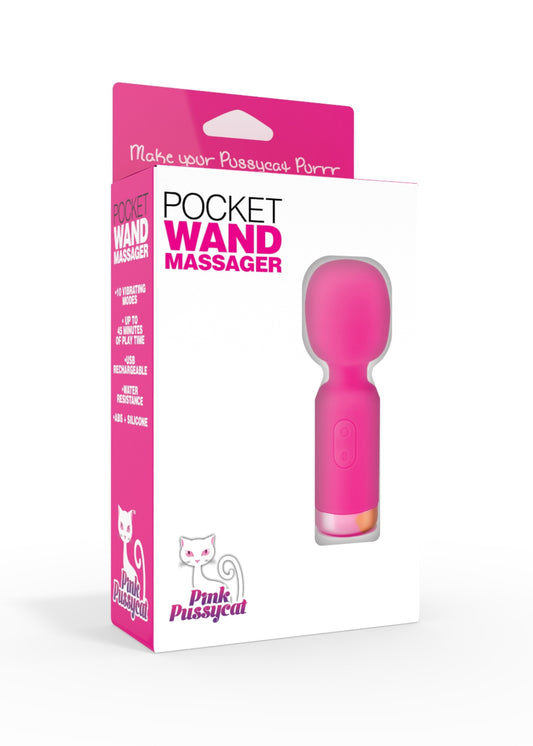 Pink Pussycat Pocket Wand Massager - Pink