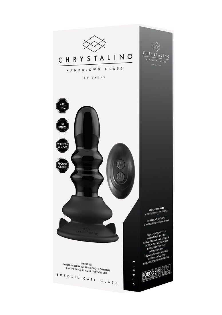Ribbly - Glass Vibrator - With Suction Cup And Remote - Rechargeable - 10 Speed