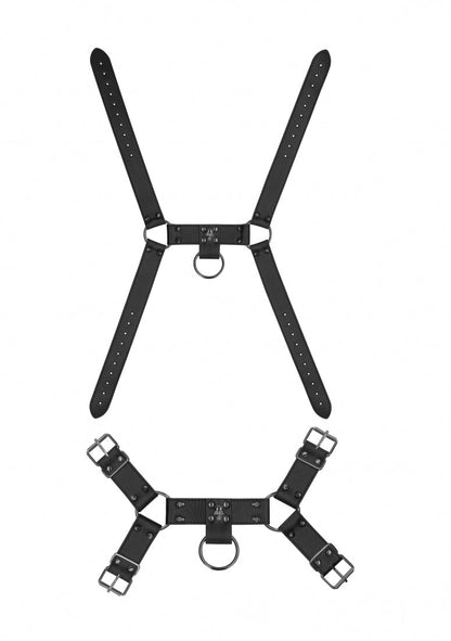 Ouch! Skulls And Bones - Male Harness With Skulls & Spikes - Bla