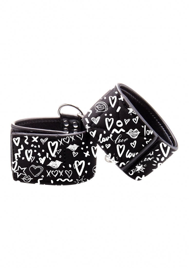 Printed Ankle Cuffs - Love Street Art Fasion - Black