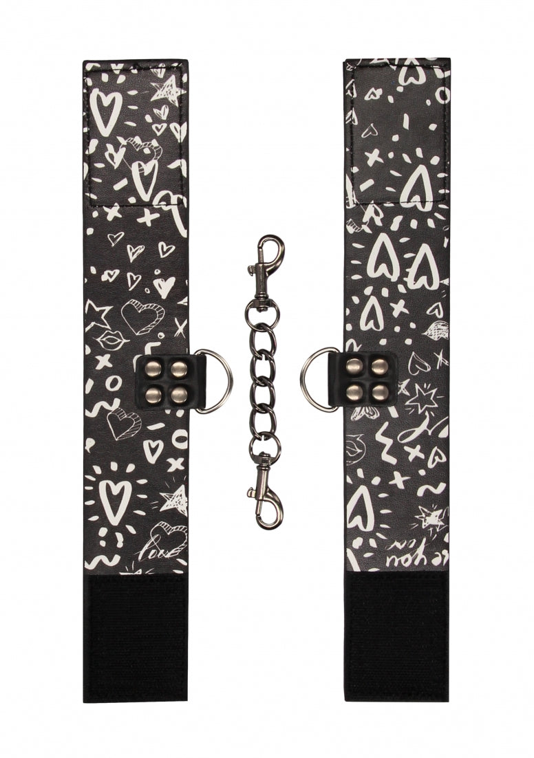 Printed Ankle Cuffs - Love Street Art Fasion - Black