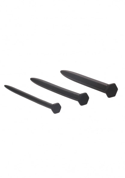 Silicone Rugged Nail Plug Set - Urethral Sounding - Black