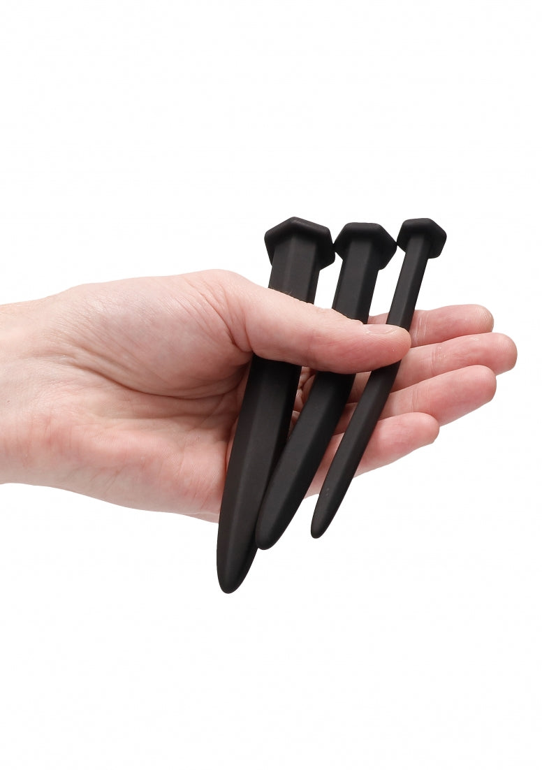 Silicone Rugged Nail Plug Set - Urethral Sounding - Black