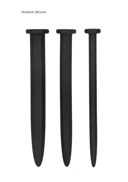 Silicone Rugged Nail Plug Set - Urethral Sounding - Black