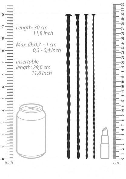 Silicone Spiral Screw Plug Set - Advanced Urethral Sounding - Black