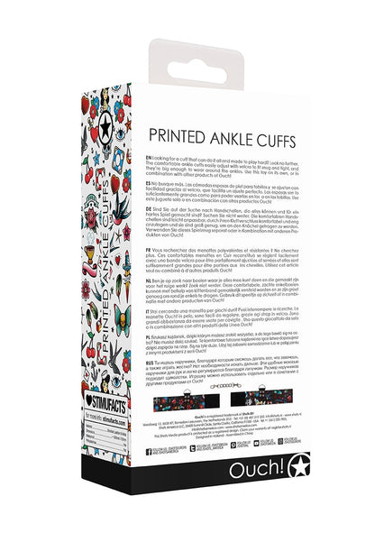 Printed Ankle Cuffs - Old School Tattoo Style - Black