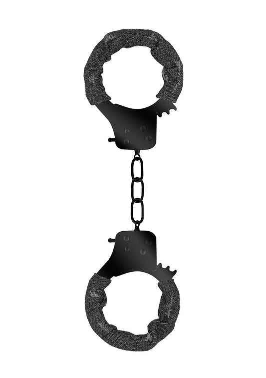 Denim Metal Handcuffs - Roughend Denim Style - Black