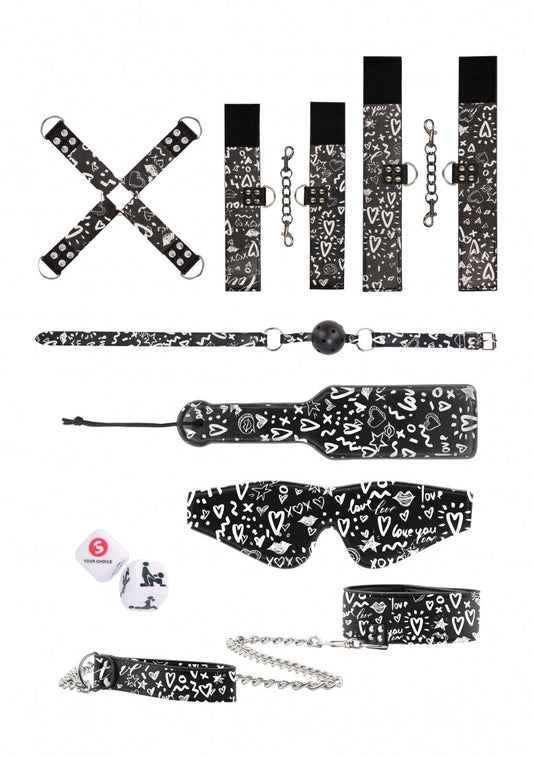 Printed Bondage Kit - Love Street Art Fashion - Black