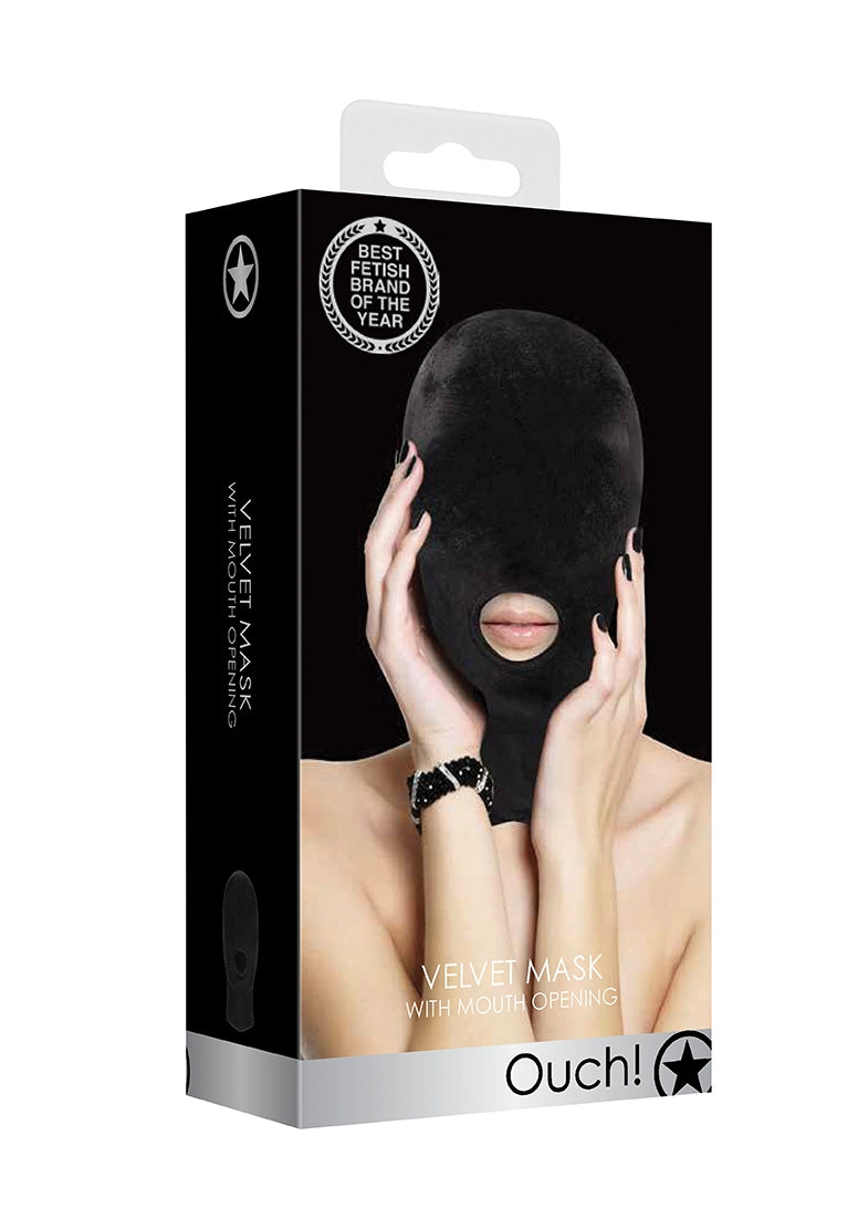 Velvet & Velcro Mask With Mouth Opening