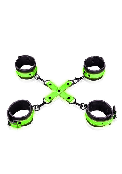 Hand & Ankle Cuffs With Hogtie - Glow In The Dark