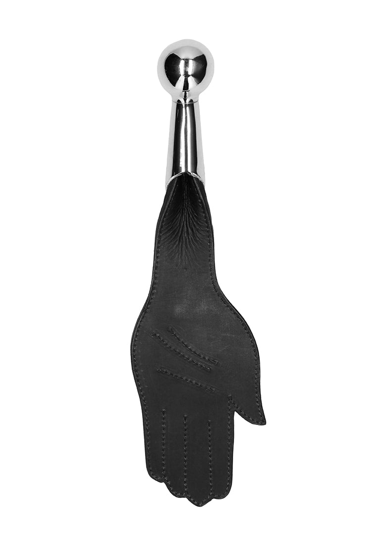 Saddle Leather Hand Paddle Metal Ball Handle - Black