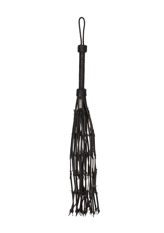 Saddle Leather With Barbed Wire Flogger 30"" - Black