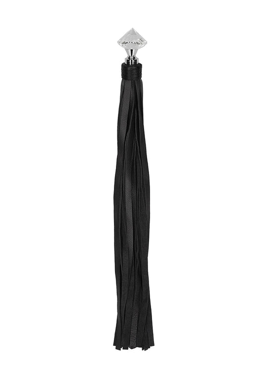 Sparkling Pointed Handle Leather Flogger - Black