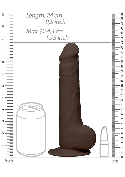 Silicone Dildo With Balls - 24 Cm - Brown