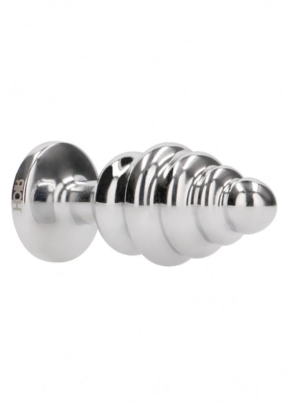 Ribbed Diamond Plug - 3.75 Inch - Silver