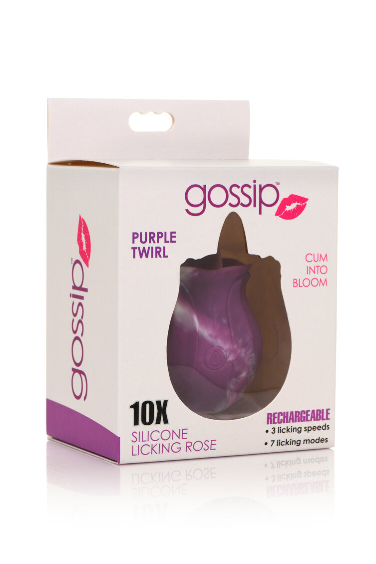 Gossip Licking Rose 10 Function Rechargeable Silicone - Purple Twirl