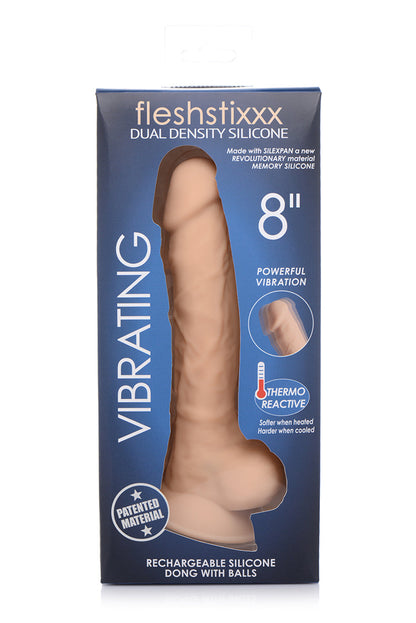 Fleshstixxx 8" Vibrating Silicone Dildo With Balls Light