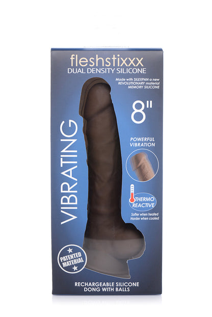 Fleshstixxx 8" Vibrating Silicone Dildo With Balls Brown