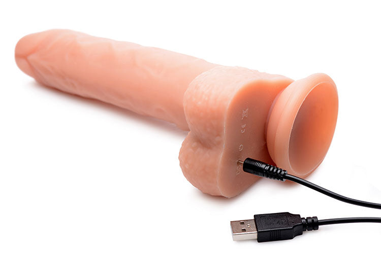 Big Shot 8" Rotating Rechargeable Liquid Silicone Dong With Balls