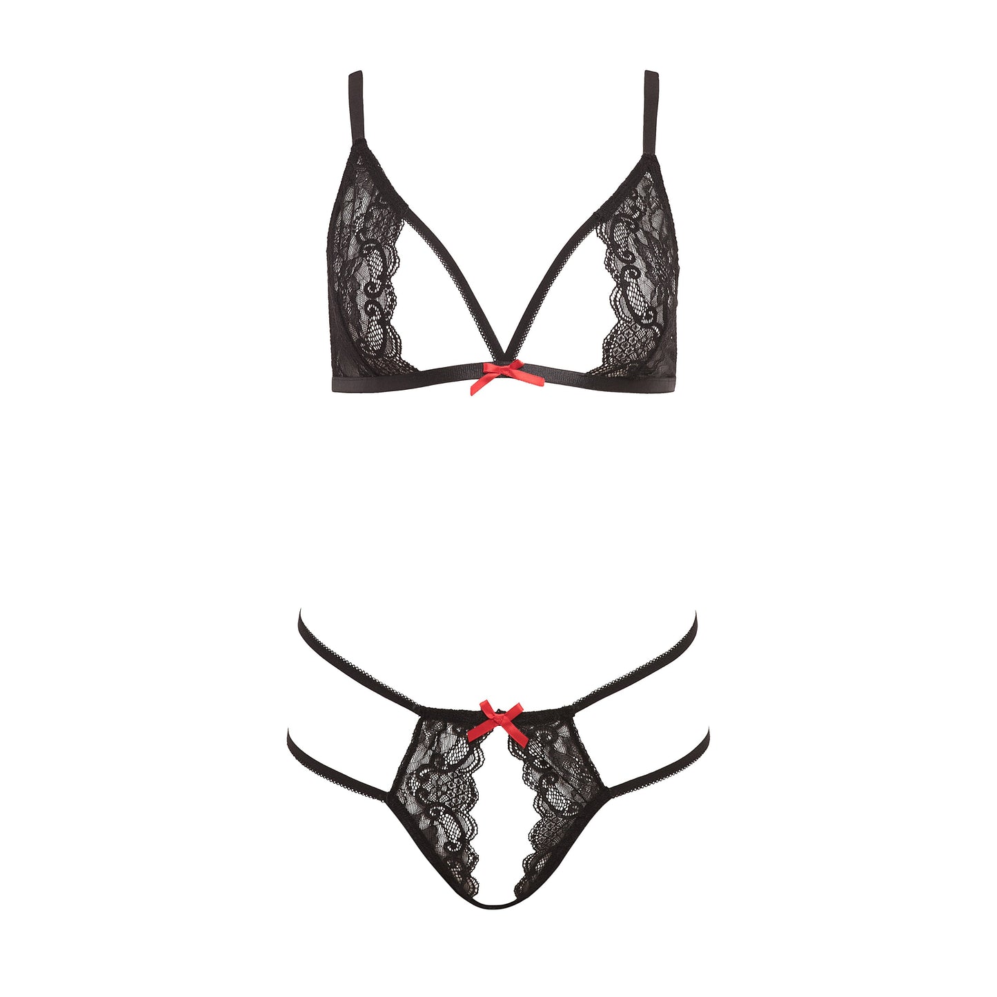 Barely Bare Tie Me Up Lingerie Set - Black